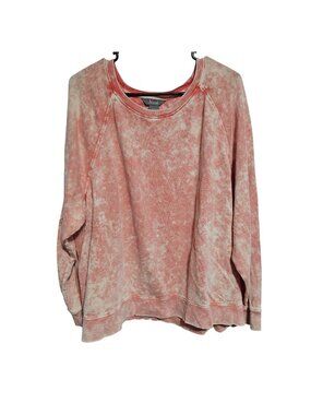 Natural Reflections Sweater Womens Plus Size 2X Coral Tie Dye Pullover Crewneck